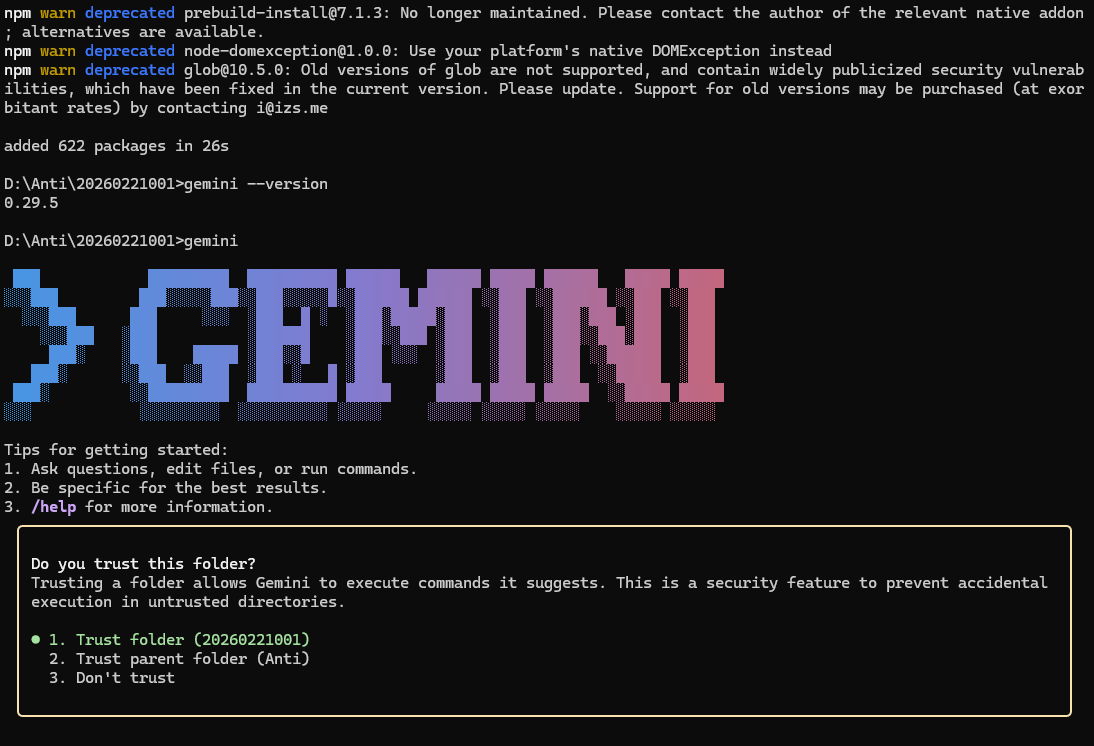 Gemini CLI Installed 1