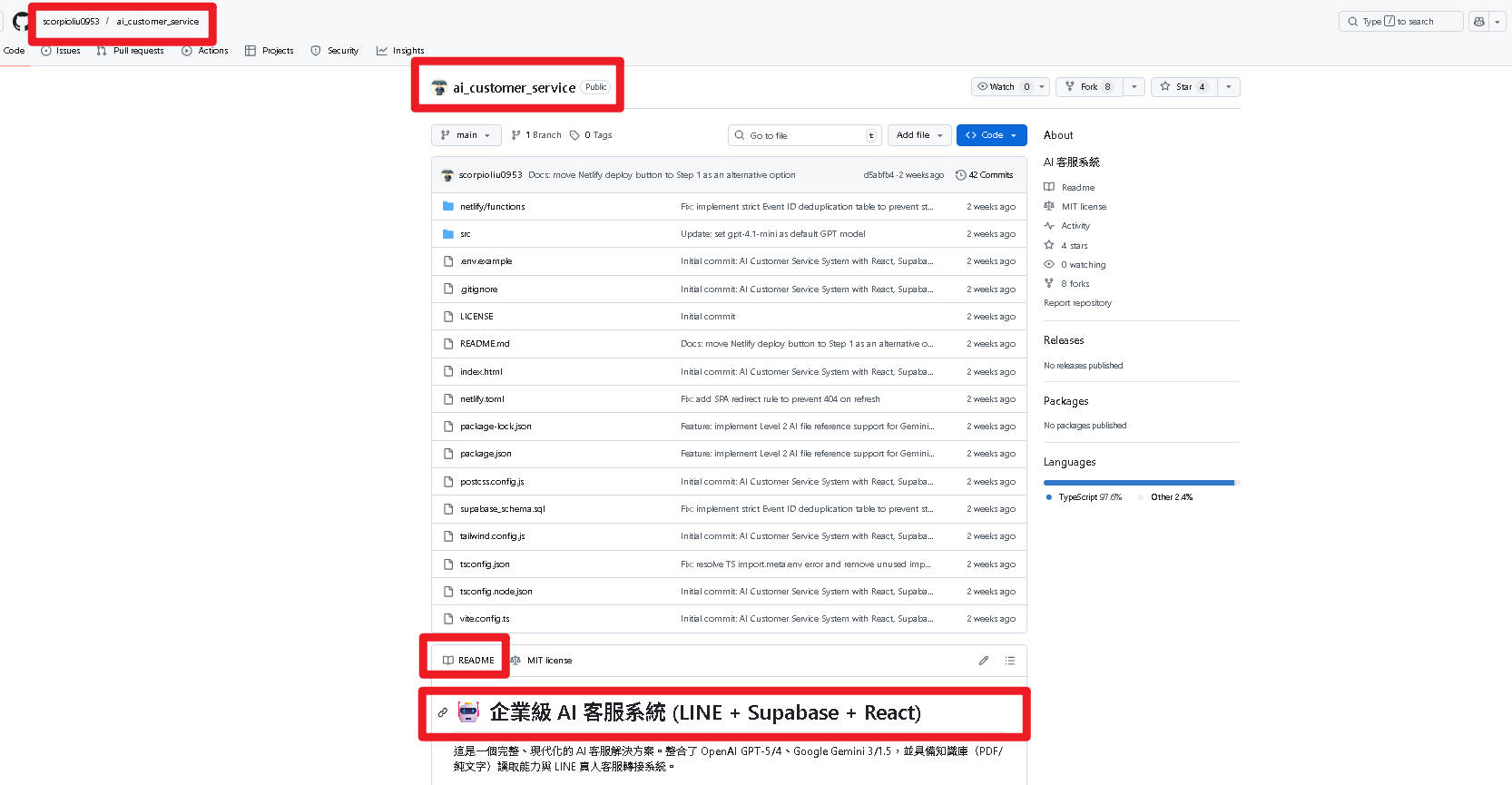 AI 客服系統管理後台介面