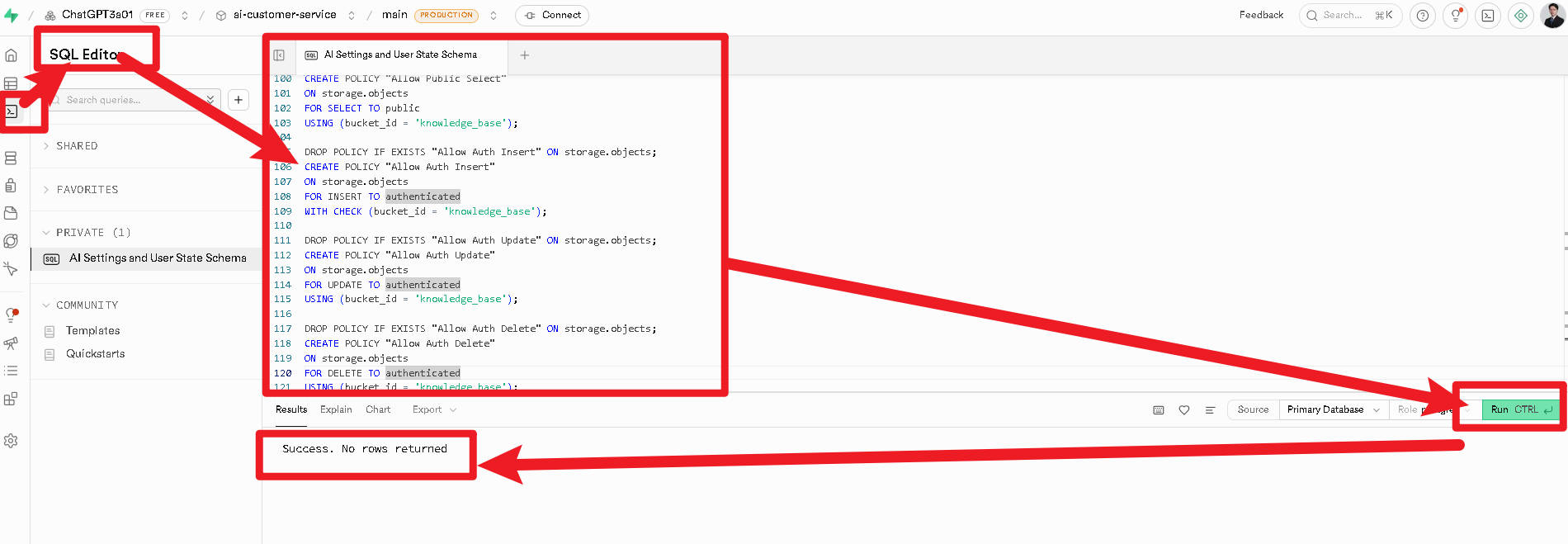 執行 SQL 建立資料表