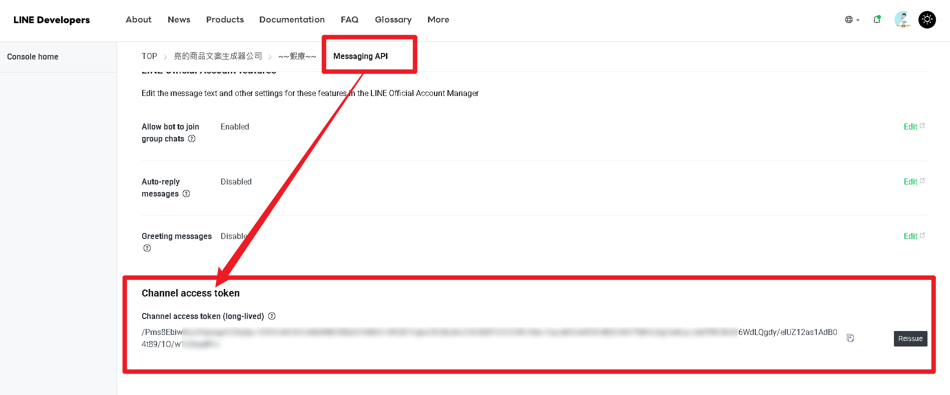 Channel Access Token