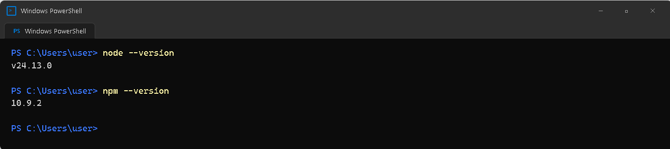Node.js 安裝成功確認