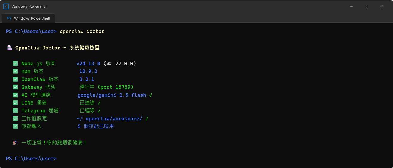 openclaw doctor 健康檢查